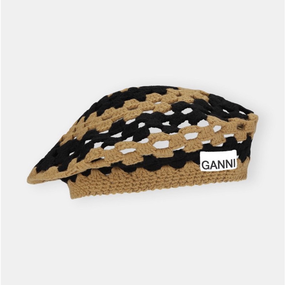 GANNI Lambswool Crochet Beret